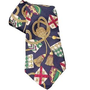 Classic Coat Of‎ Arms Tommy Hilfiger Navy Silk Tie Made In USA